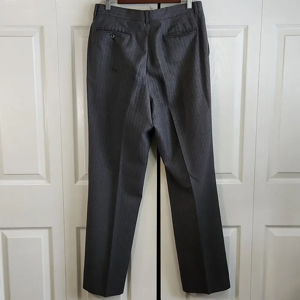 Vintage Palm Beach Gray Pinstriped Single Breasted Suit‎ 42 33x43 Business 80s